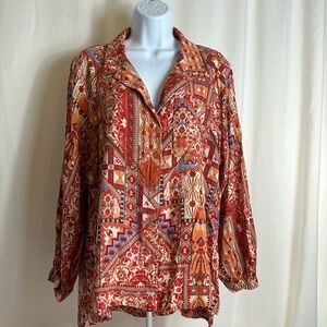 Rachel Zoe Women’s Size Small Casual Button Front Blouse Rayon Long Sleeve Shirt